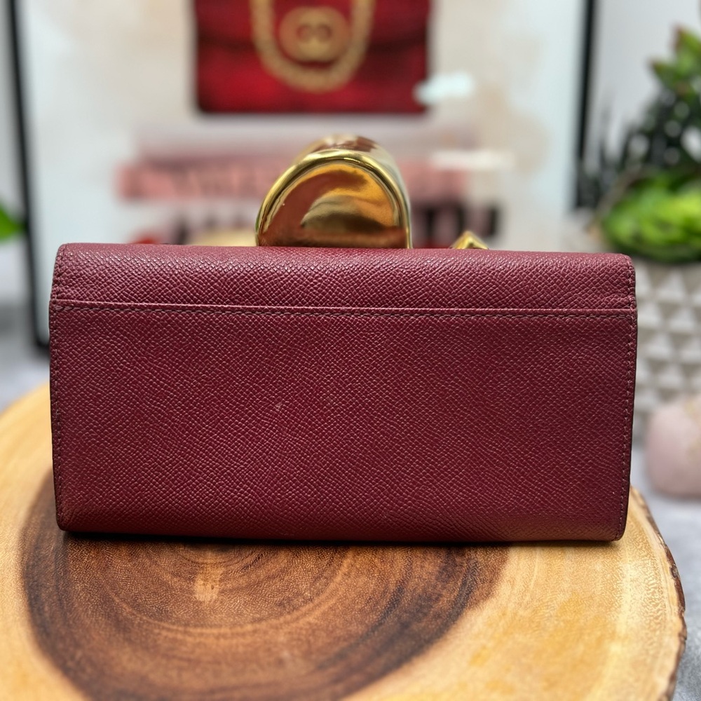 Coach Slim Envelope Crossgrain Leather Wine Red - Picture 4 of 10